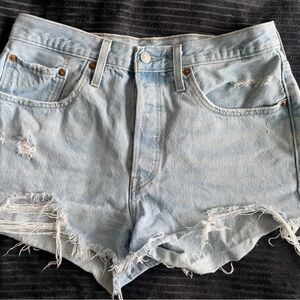 Levi’s 501 light Blue Distressed Denim Shorts